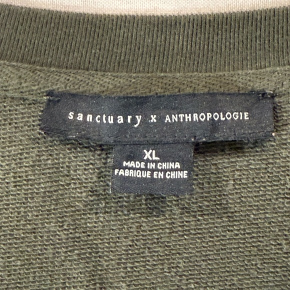 Sanctuary Anthropologie Women Sweatshirt Camouflage Green Track Fleece Size XL - Picture 3 of 7